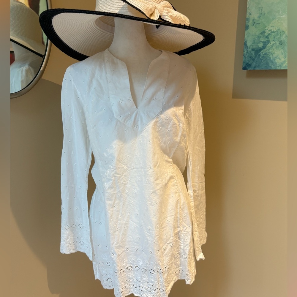 Shoshanna Swimwear Cotton Eyelet Lace Coverup Top Dress Medium